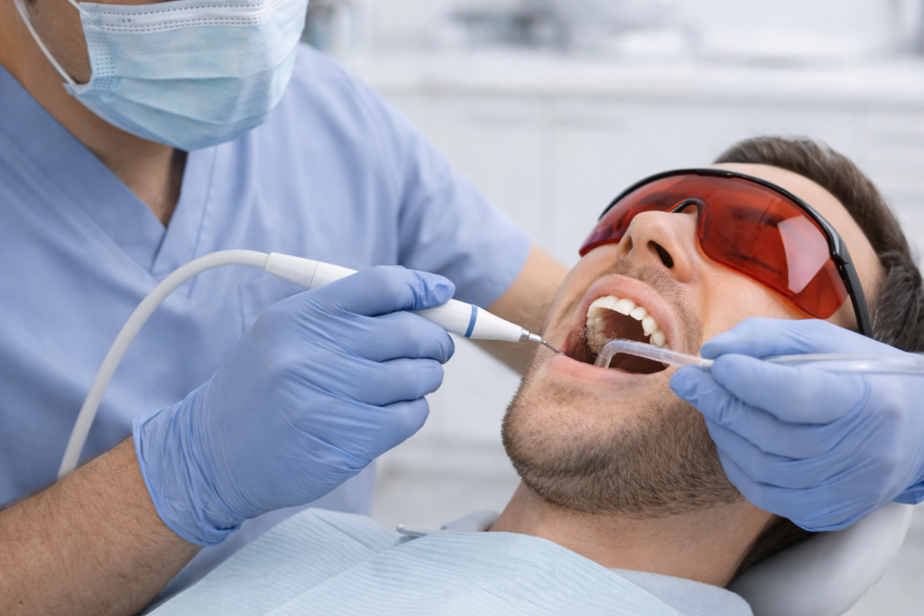 Profesionali burnos higiena – apnašų ir akmenų šalinimas karieso prevencijai.